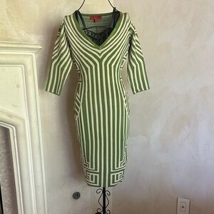 WOW Couture Olive and Cream Long Sleeve Dress